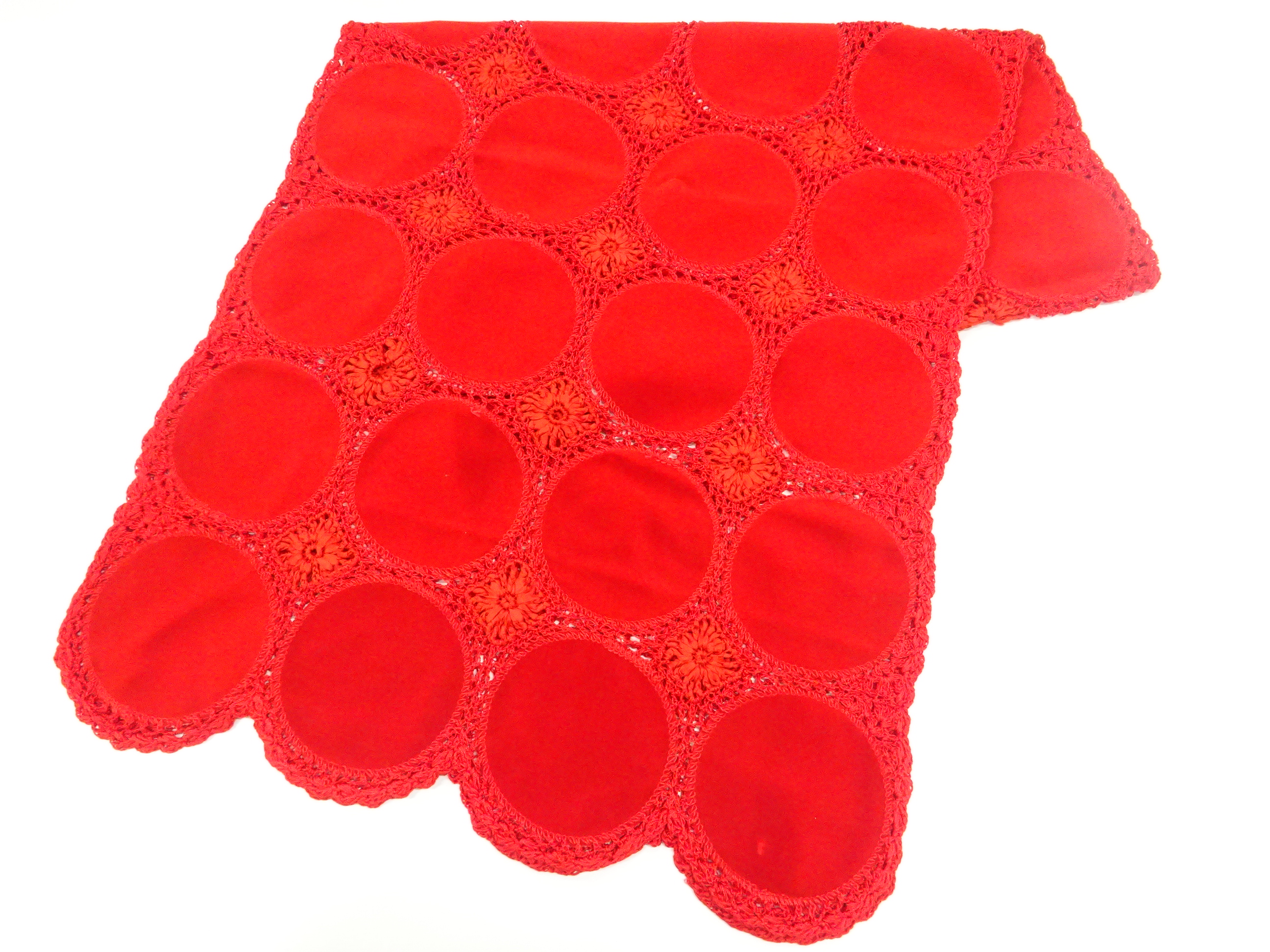 リサイクル　リボン刺繍ビロード花模様ショール